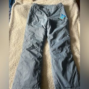 Women’s grey Columbia brand snow pants size large brand new with tags!